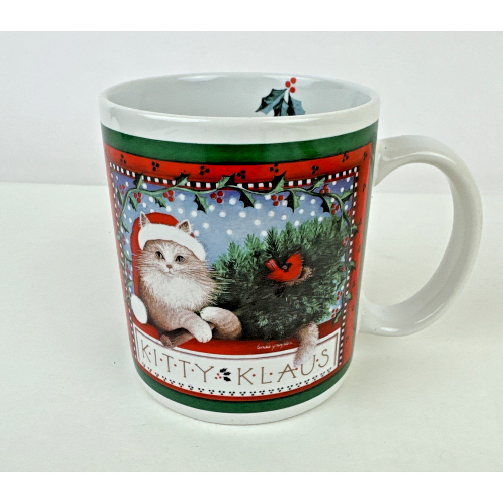 Linda Grayson cat mug Printwick Papers Kitty Klaus Christmas Mug